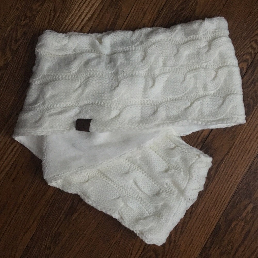 C.C cable knit fleece lined infinity scarf cream